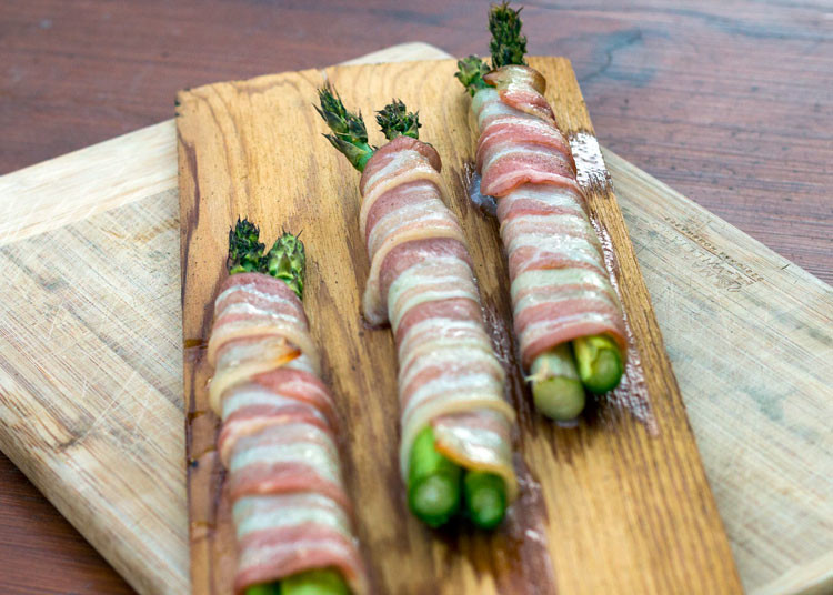 Cedar Plank Bacon Wrapped Asparagus