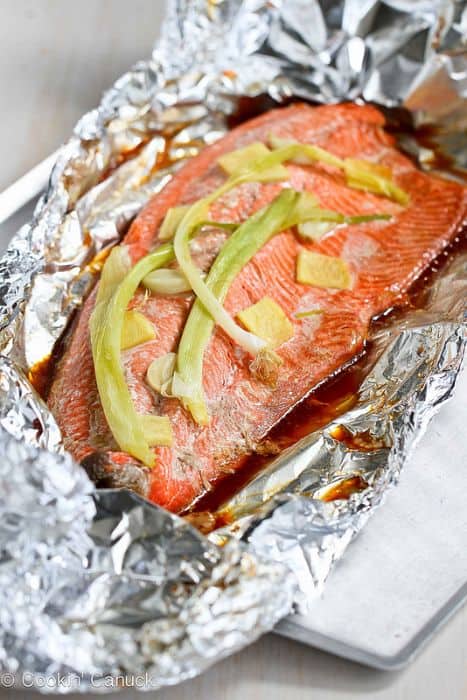 Ginger & Soy Sauce Grilled Salmon in Foil