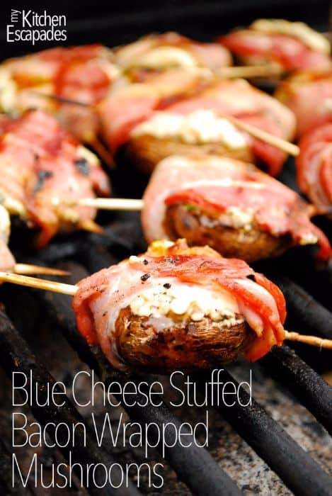 Blue Cheese Stuffed Bacon Wrapped Mushrooms