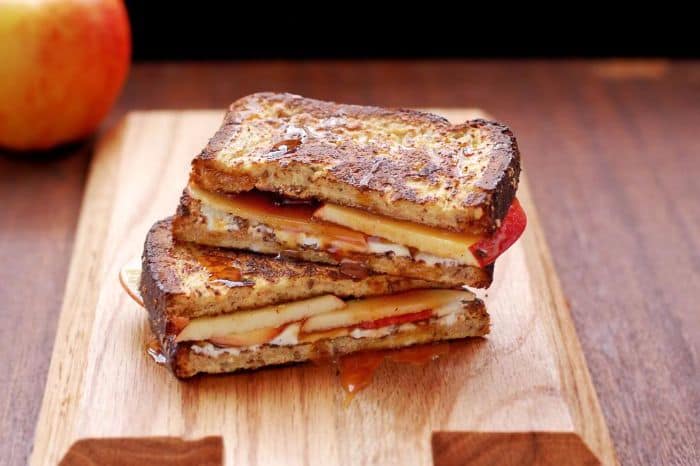 French Toast Grilled Cheese with Apples & Caramel