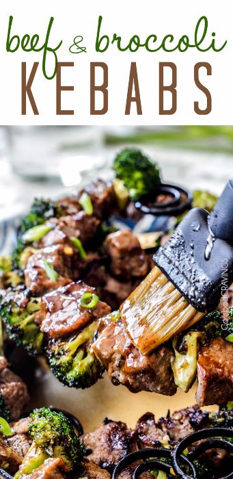 GRILLED BEEF AND BROCCOLI KEBABS