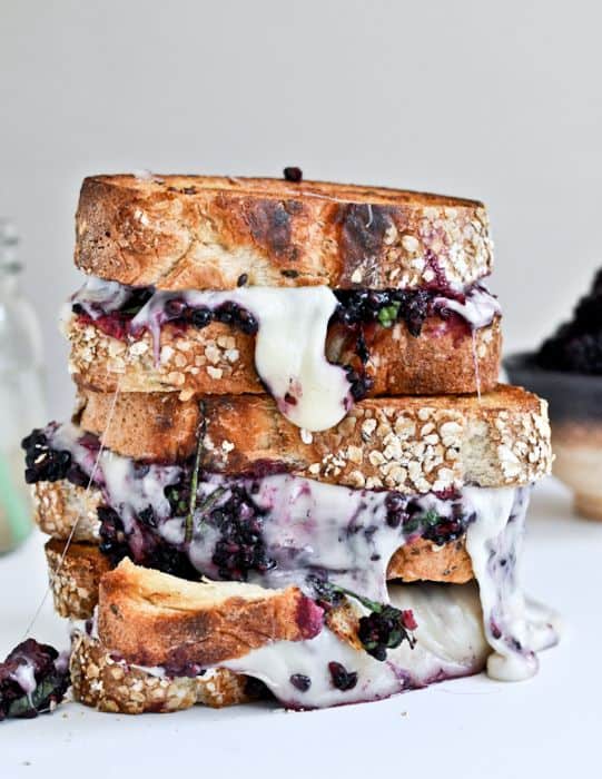 Grilled Fontina Cheese + Blackberry Basil Smash Sandwiches