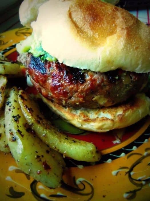 Chile Verde & Cheese Stuffed Grilled Burgers