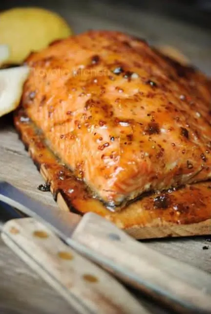 Apricot Glazed Cedar Plank Salmon