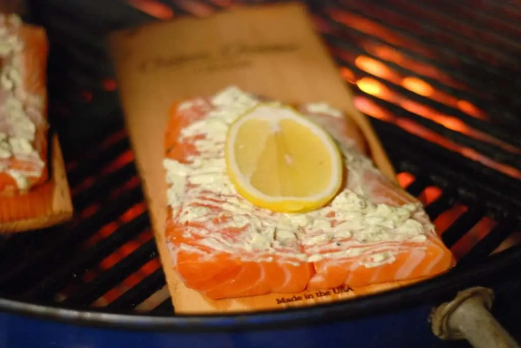 Cedar Plank Salmon with Lemon Dill Butter