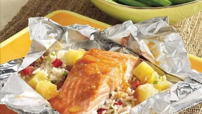 Grilled Caribbean Salmon Packs
