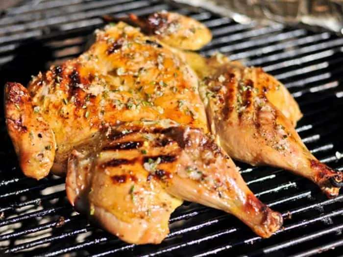 Grilled Chicken Under a Brick with Lemon, Garlic, and Rosemary