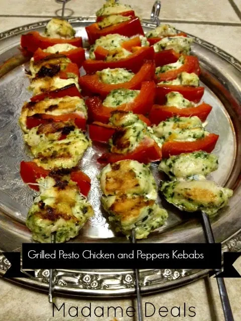 GRILLED PESTO CHICKEN AND PEPPER KEBABS