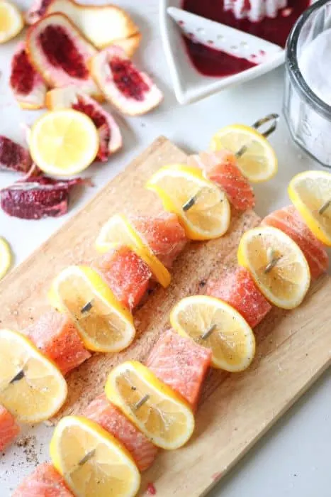 Salmon Kebabs with Blood Orange Balsamic Glaze