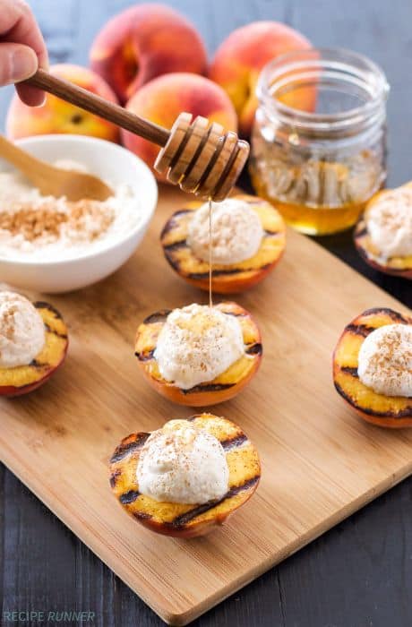 Grilled Peaches with Cinnamon Honey Ricotta