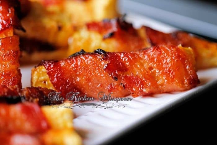 Grilled Sriracha Candied Bacon Wrapped Pineapple