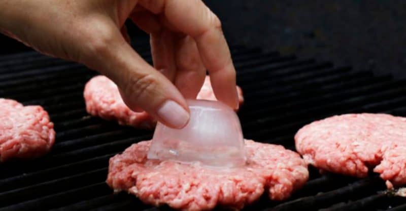 putting ice cubes in the center of your burger patties